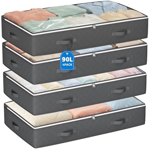 Budding Joy 90L Under Bed Storage Containers, Closet Organizers a...