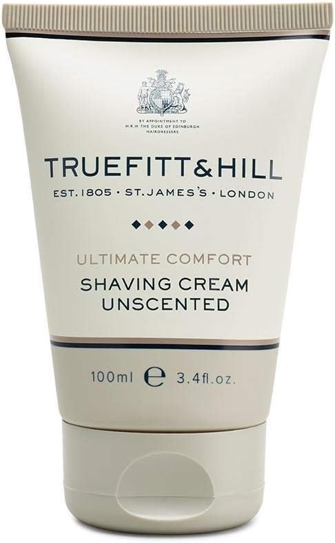 Truefitt & Hill Ultimate Comfort Shaving Cream Tube for Men, Unscented, 3.4 oz.