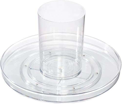 Miniatura 2 de iDesign The Sarah Tanno Collection - Organizador de cosméticos giratorio Lazy Susan de 11 pulgadas con taza extraíble, transparenteblanco