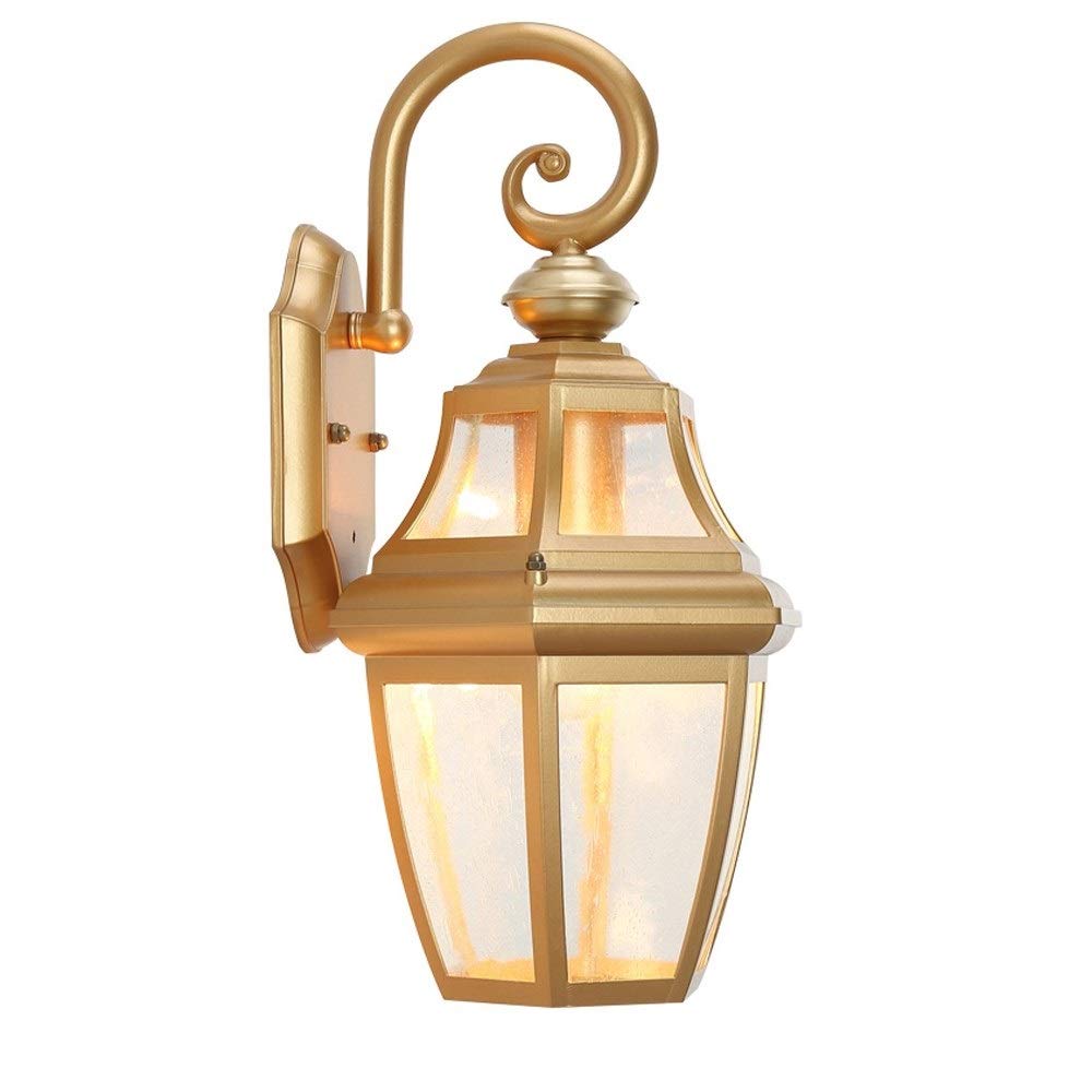 HPTHLY Wall Mounted Light European Gold Retro E27 Decoration Glass Lantern Wall Light Vintage Traditional Victoria Antique Bronze Brass Aluminum Wall Lantern