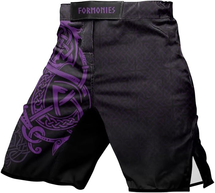 Viking Men's Fight Short MMA BJJ Training No Gi Grappling Shorts Trunks Fight Wear with Drawstring