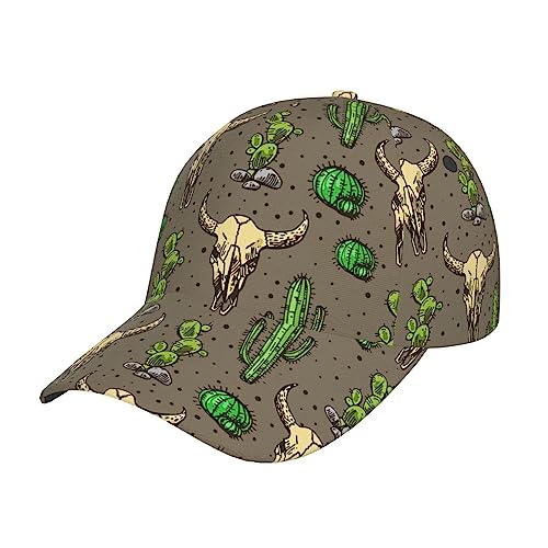 Casquette de baseball mixte KoNsev avec ouverture cheveux motif cactus mignon