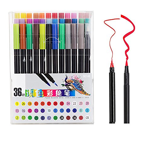 Miminuo Dual Watercolor Brush Pen Art Markers  non tossico  Great for Drwaing, pittura, libro da colorare, hobby, schizzi writing DIY  36 colori