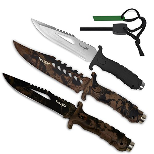 Yes4All Stainless Steel Camping Knife – Nylon Sheath & Fire Starter Included (Optional)