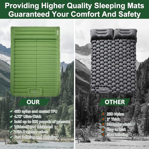Double-Sleeping-Pad-for-Camping-472-Ultra-Thick-Self-Inflating-Camping-Pad-2-Person-with-Pillow-Built-in-Foot-Pump-Portable-Camping-Pad-for-Backpacking-Hiking-Tent-TravelingGreen