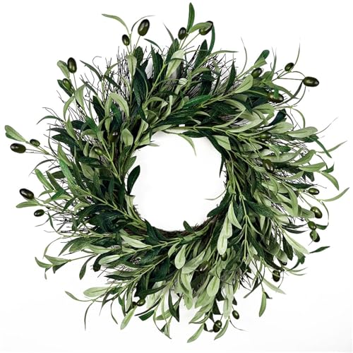 Corona verde para pared al aire libre, boda, decoración del hogar, corona de 18 pulgadas para puerta delantera, corona de vegetación con hojas para interiores (45 cm)