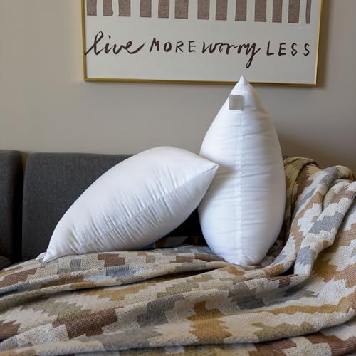 QSWRD 45 x 45 CM Outdoor Cushions Inserts Medium Throw Pillow Inserts Pack of 2 Waterproof Patio Furniture Cushions Decorative Porch Couch Cushions Premium Square Sofa Cushion, White - Image 2