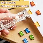 2 Pcs Portable Binder Clip Stapler, Reusable Push Clip Stapler Includes 100 Reusable Clips, Compact Handheld Stapling Tool for Desktop Document Office School Home