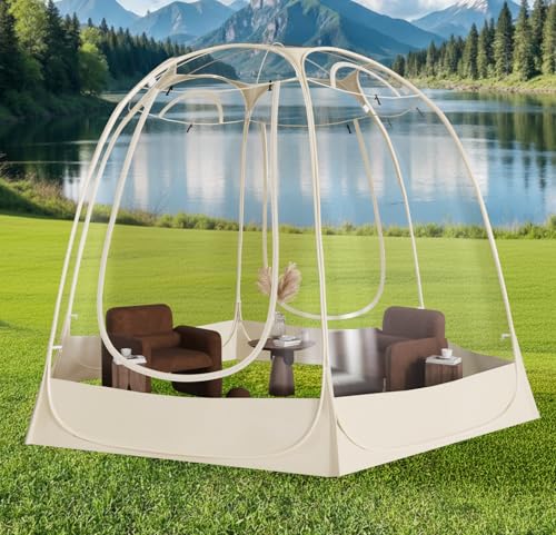 TABU Pop Up Bubble Tent for 12-14 Person, 12×12ft Coldproof & Windproof Outdoor Bubble Tent with Vent Windows, Large Camping Shelters for Party, Backyards, Hiking, Beige