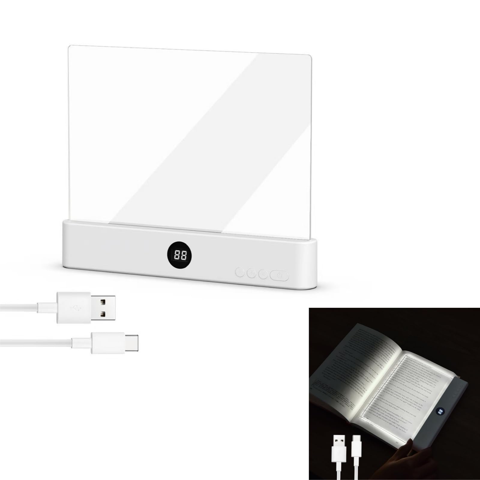 Lampada Da Lettura LED con 3 Colori, Timer, Luce Regolabile e Ricaricabile