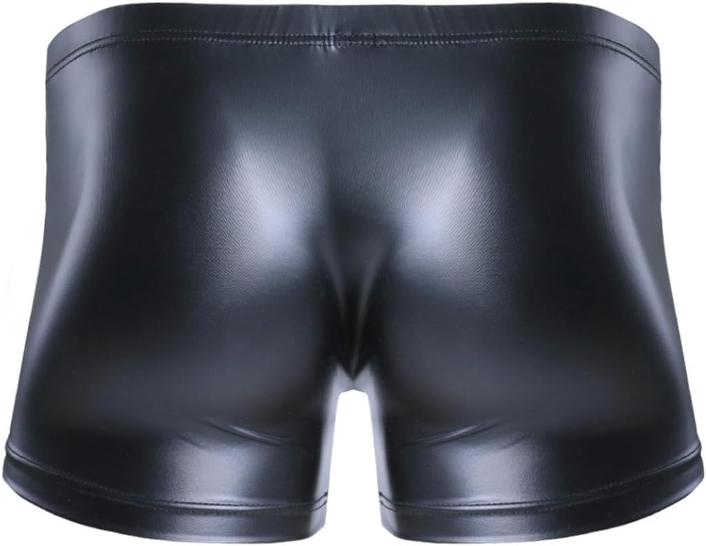 Men's Faux Leather Wetlook Bugle Pouch Booty Boxer Shorts Knickers Underpants Underwear Clubwear