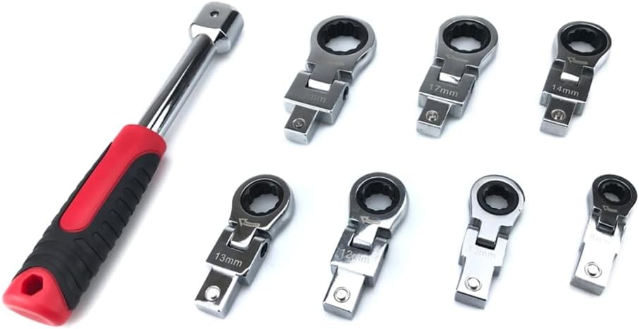Flex Head Ratchet Wrenches Set, Tool Gear Metric Tubing Large Torx Angle Tool Set Swivel Flat Wrench Sets Screwdriver