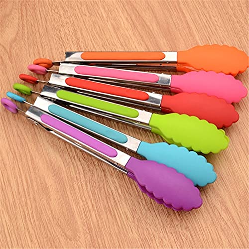 Pinzas de cocina, Pinzas de cocina silicona acero inoxidable Multicolor(Green)