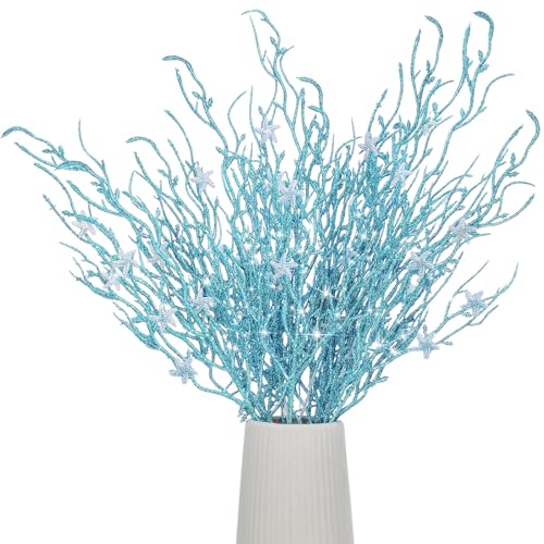 Suncalla 30 Pcs Coastal Ornaments for Christmas Tree 14.2 Inches Glitter Ocean Coral Branches...