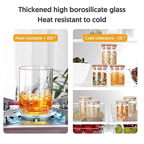 Image of CAKETIME Spice Jars with Airtight Bamboo Lid [Round, Pack Of 12, 220ml] - Glass Spice Bottles, Seasoning Containers for Salt, Sugar, Coffee Beans - Set of 12 Jars with Wooden Lids