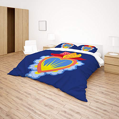 Parure de lit King size bleu CHEHONG avec housse de couette style Old School