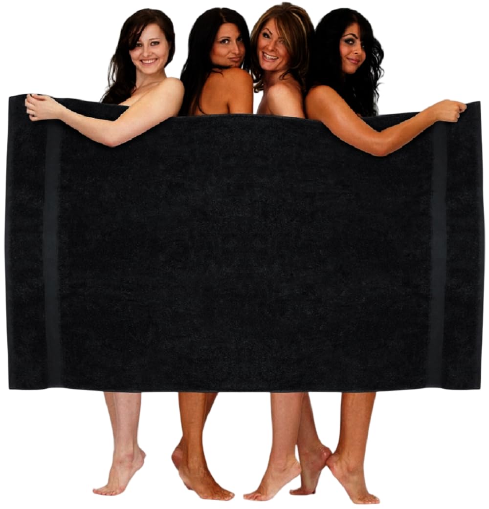 Lot De 2 Draps De Bain Luxe - Format Jumbo 100x200 Cm - 600 G/m² - Coton Peigné Extra Doux - Couleur Anthracite