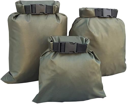 3 bolsas de almacenamiento impermeables con resistente al agua, ultraligeras, 1,5 l, 2,5 l, 3,5 l, para kayak, camping, barco, flotante y