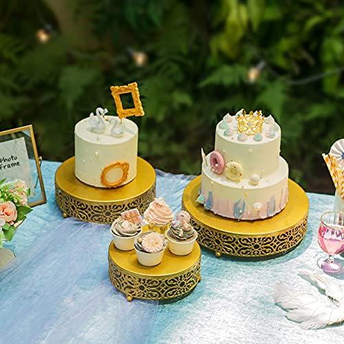 NUPTIO 30cm Gold Cake Stand, Simple Style Metal Round Wedding Event Birthday Party Dessert Cupcake Pedestal Display Plate, Gold