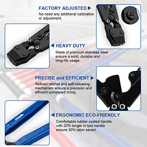 Lokman Pex Clamp Tool Clamp Cinch Crimp Tool For Stainless Steel Clamps From 3/8"To 1", With 20 Pcs 1/2" Pex Crimp Rings And 10Pcs 3/4" Pex Clamps  (Pex Clamp Tool) #TOP2