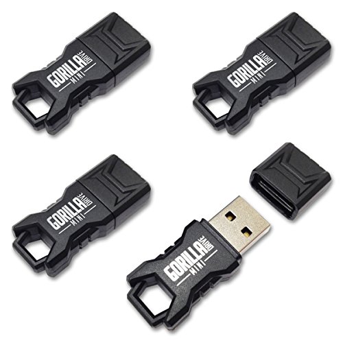 GORILLADRIVE Mini 8GB Black Ruggedized USB Flash Drive (4-Pack)