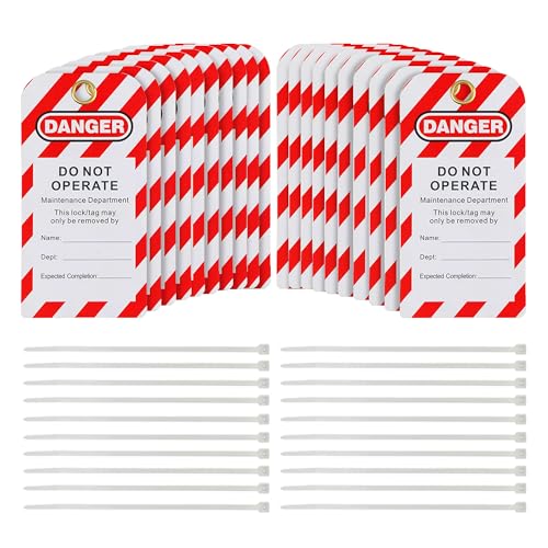 HiLKCO 20 Pack Lockout Tagout Tags OSHA Compliant Loto with 20 Zip Ties Do Not Operate Tags Electrical Equipment Repair