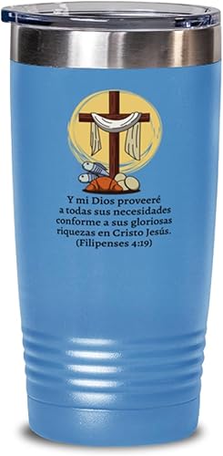 Regalo religioso para quinceañera, bautizo primera comunión, bautizo, matrimonio, confirmación o aniversario - Vaso de Vino color azul 20oz