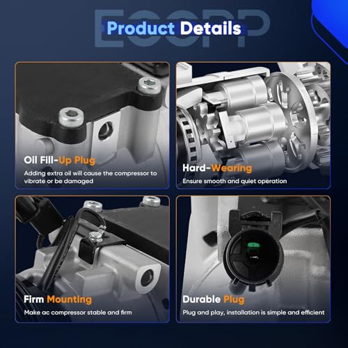 Image of ECCPP A /C Compressor with Clutch Fit for Kia Rio 1.5L 2001-2002 | Fast Cooling AC Compressor