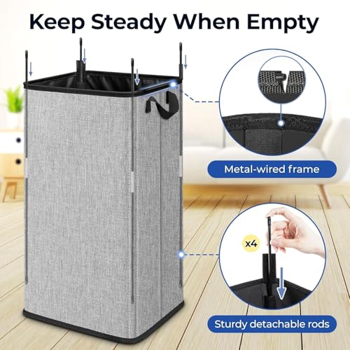 SNIGJAT Large Laundry Hamper, Tall Laundry Hamper with Sturdy Handles, Collapsible Dirty Clothes Basket for Bedroom, Rectangular Sturdy Large Clothes Basket for College, Dorm, Towels, Toys, 80 L by SNIGJAT - Image 4