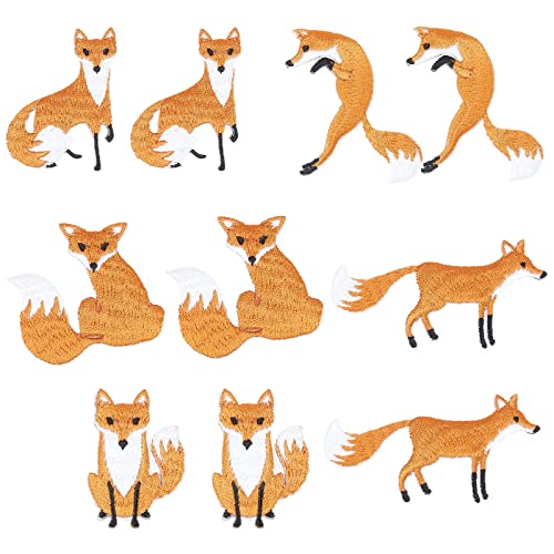 WEBEEDY 10 Stück Fuchs Patch Aufnäher Fuchs Applikation zum Aufbügeln Bügelbilder Sticker Bügel Patches für Kleidung Jeans Jacken Kleidung Stoff Kleider Aufnäher Cover