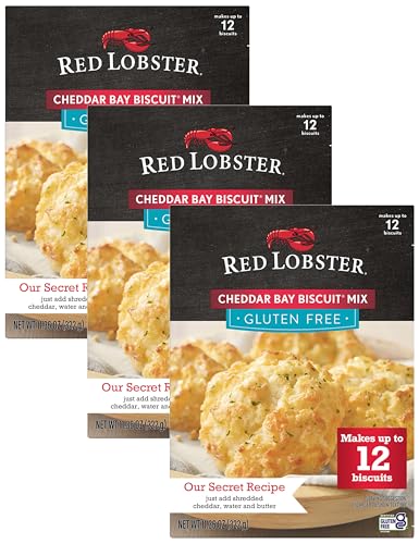 Red Lobster Gluten Free Cheddar Bay Biscuit Mix With Garlic Herb Seasoning, Cheddar Gluten Free Biscuit Mix, 11.36 Oz Box (Pack of 3)