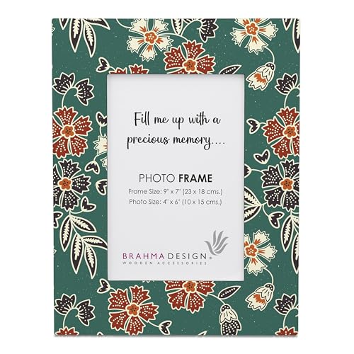 Image of Photo Frame with Gift Box | Size: 9 inch x 7 inch (Photo 4 inch x 6 inch) | Emerald Batik | Aesthetic Decorative Photo Frame for Wall Mount and Tabletop