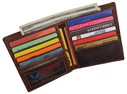 RFID Blocking Men's Slim Hipster Bifold Vintage Leather Euro Wallet2