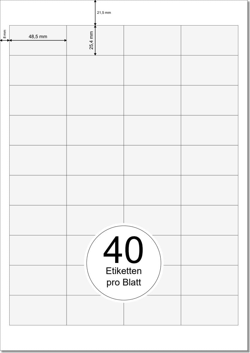 20000 Etiquetas autoadhesivas imprimibles (48,5x25,4mm) Printation