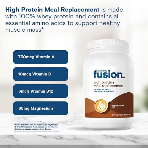 Bariatric Fusion Cappucino Meal Replacement 27g Protein Powder, 21 Serving Tub for Bariatric Surgery Patients Including Gastric Bypass and Sleeve Gastrectomy - No Gluten, Aspartame or Sugar - Thumbnail 5