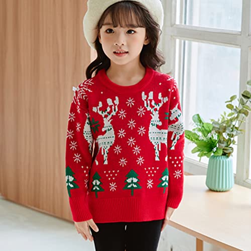Toddler Kids Cute Christmas Knit Sweater Xmas Color Matching Sweaters New Years Long Sleeve Crewneck Knitwear2
