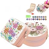 DDGYP 2 Pack Diamond Art Jewelry Box, PU Leather Small Jewelry Box