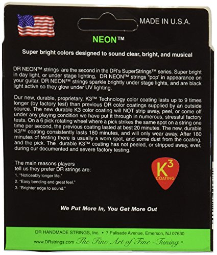 DR Strings NEON 11-50 Jeu de Cordes pour Guitare Electrique Vert - Les Beatles, Paul McCartney, John Lennon, RIngo Starr, George Harrison DR Strings NEON 11-50 Jeu de Cordes pour Guitare Electrique Vert – Image 5