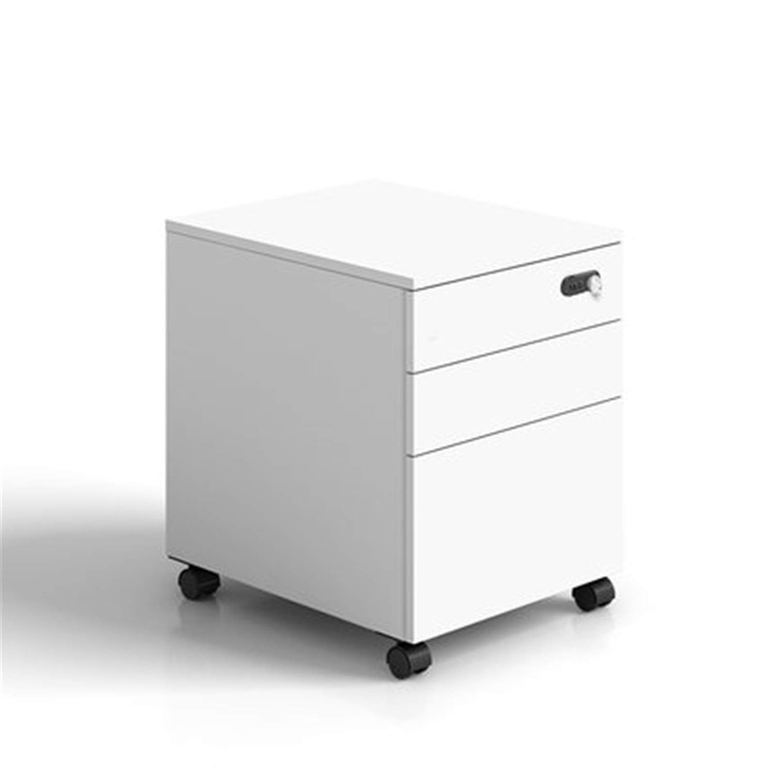 ASerZenith Lockable 3 Drawer Mobile Storage Cabinet For Office Movable File Cabinet With Keys,White-One Size