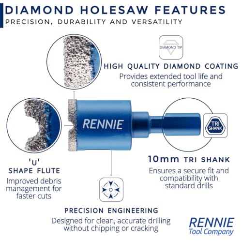 Image of 60mm Diamond Hole Saw Drill Bit With Tri Shank For Porcelain Tiles Ceramic Slate Stone Granite Marble Glass. Diamond Core Holesaw /Hole Cutter