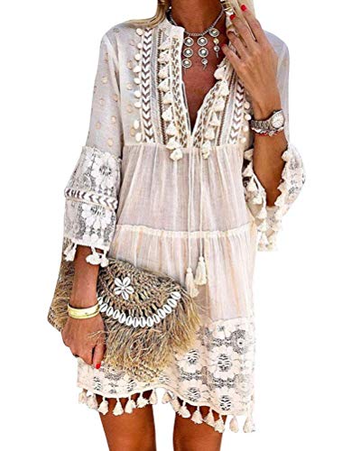 Onsoyours Vestidos Mujer Casual Playa Largos Verano Tie Dye Vestido Boho Hendidura Falda Larga Maxi Vestido Playeros A Blanco 44