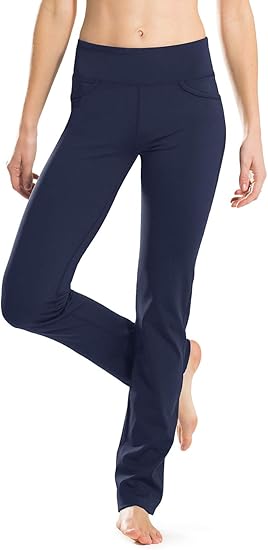 Safort Women Straight Leg Yoga Dress Pants Stretch with Pockets for Work Regular Tall 28"/30"/32"/34"