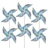 Tsocent Pinwheels (Pack of 24) - Toy Wind Spinners and Party Favors Gifts for Kids, Outdoor Decorational Pinwheels for Yard and Garden (Sliver)