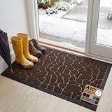 Gorilla Grip Original Durable Rubber Door Mat, 47x35, Heavy Duty Doormat for Indoor Outdoor, Waterproof, Easy Clean, Low-Profile Rug Mats for Winter Snow, Entry, High Traffic Areas, Dark Brown Pebble
