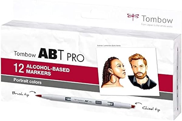 Tombow ABTP-12P-6, marker ABT PRO na bazie alkoholu, z dwoma końcówkami portretowymi
