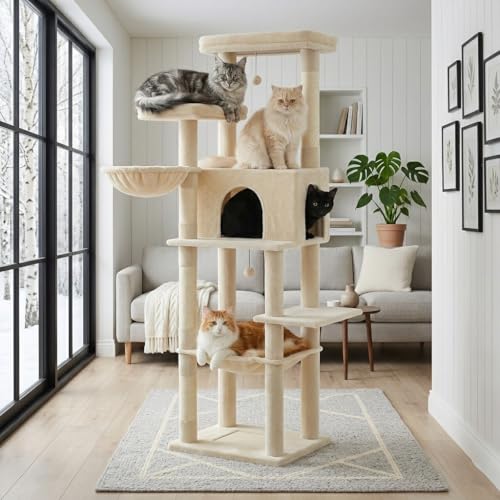Rascador para gatos grande PAWZ Road 73 pulg beige miniatura 1