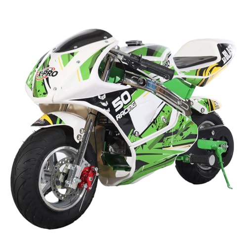 X-PRO Blast Mini Gas Pocket Bike, Gas-Powered Pocket Motorcycle, Perfect Mini Pocket Bike for Kids(Green)