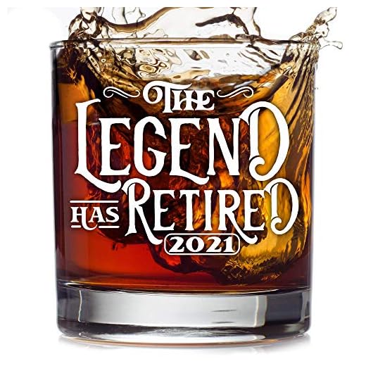 The Legend Has Retired Whiskey Glass Gift - The 10 oz Drink Glass is Perfect Whiskey, Bourbon, Scotch Cocktail Rocks Tumbler - Makes a Great Gift to Retirees Under $20