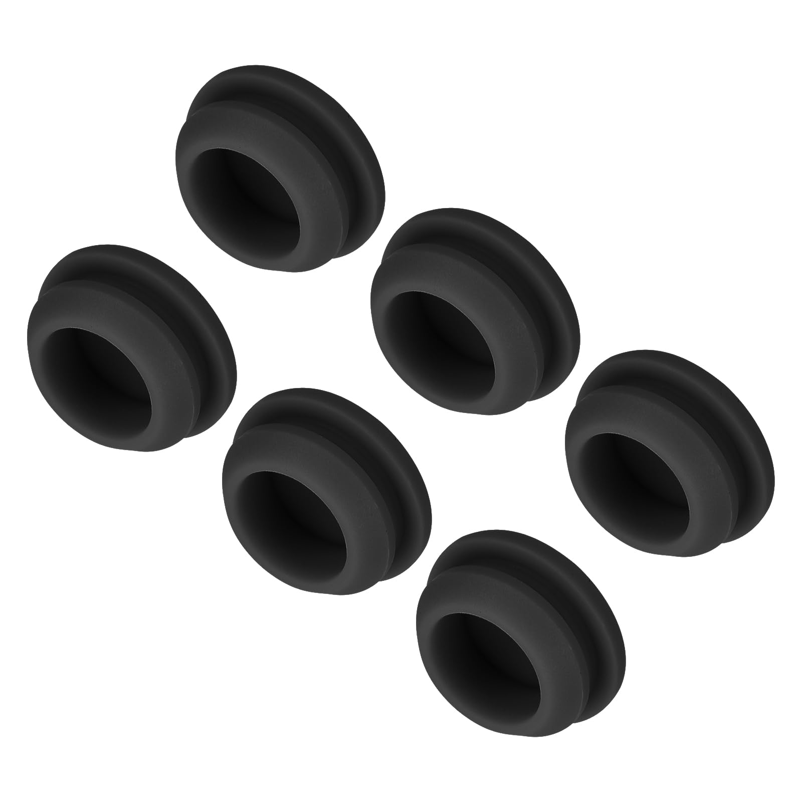 sourcing map 6pcs Silicone Snap in Locking Hole Plugs,13.5mm/0.5 Inch Mounting Diameter Narrow Groove Width 2mm Panel Seal Cover Round for Kitchen Bulkheads Waterproof Sealing Plugs Black