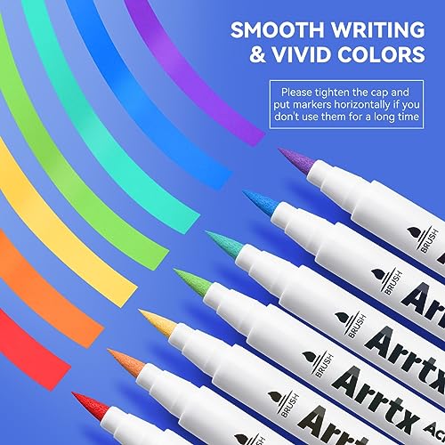 Image of Arrtx Acrylic Paint Pens 30B Colors Brush Tip Acrylic Pens Markers for Rock Painting Wood Ceramic Glass Canvas Metal Plastic Fabric Stone & DIY Project,Multi-Coloured